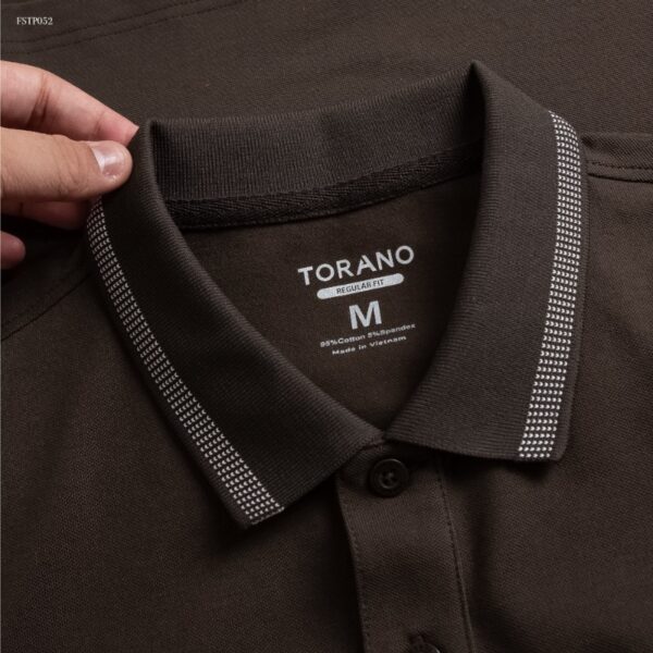 n71 Áo Polo trơn bo kẻ logo ngực KING006